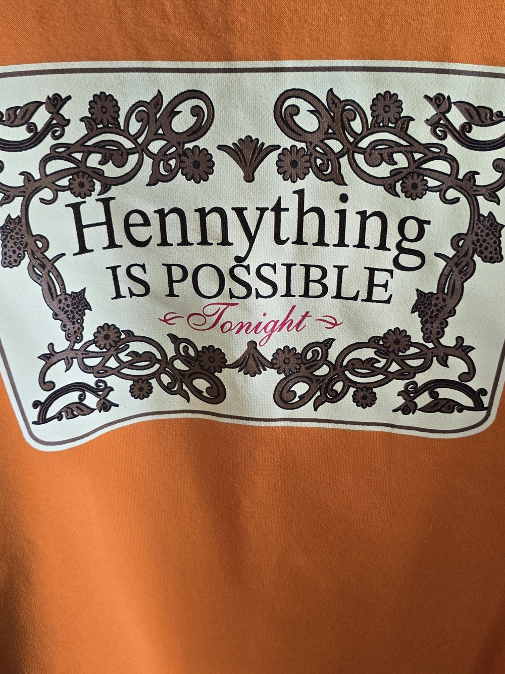 3Forty Hennything Is Possible Men's Bright Orange Graphic Sweatshirt - Picture 4 of 10